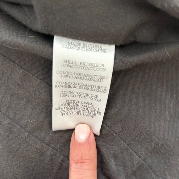 Helmut Lang Jacket: Black Leather Sleeves, Shearling Detail and Cotton Size: P - Picture 4 of 6